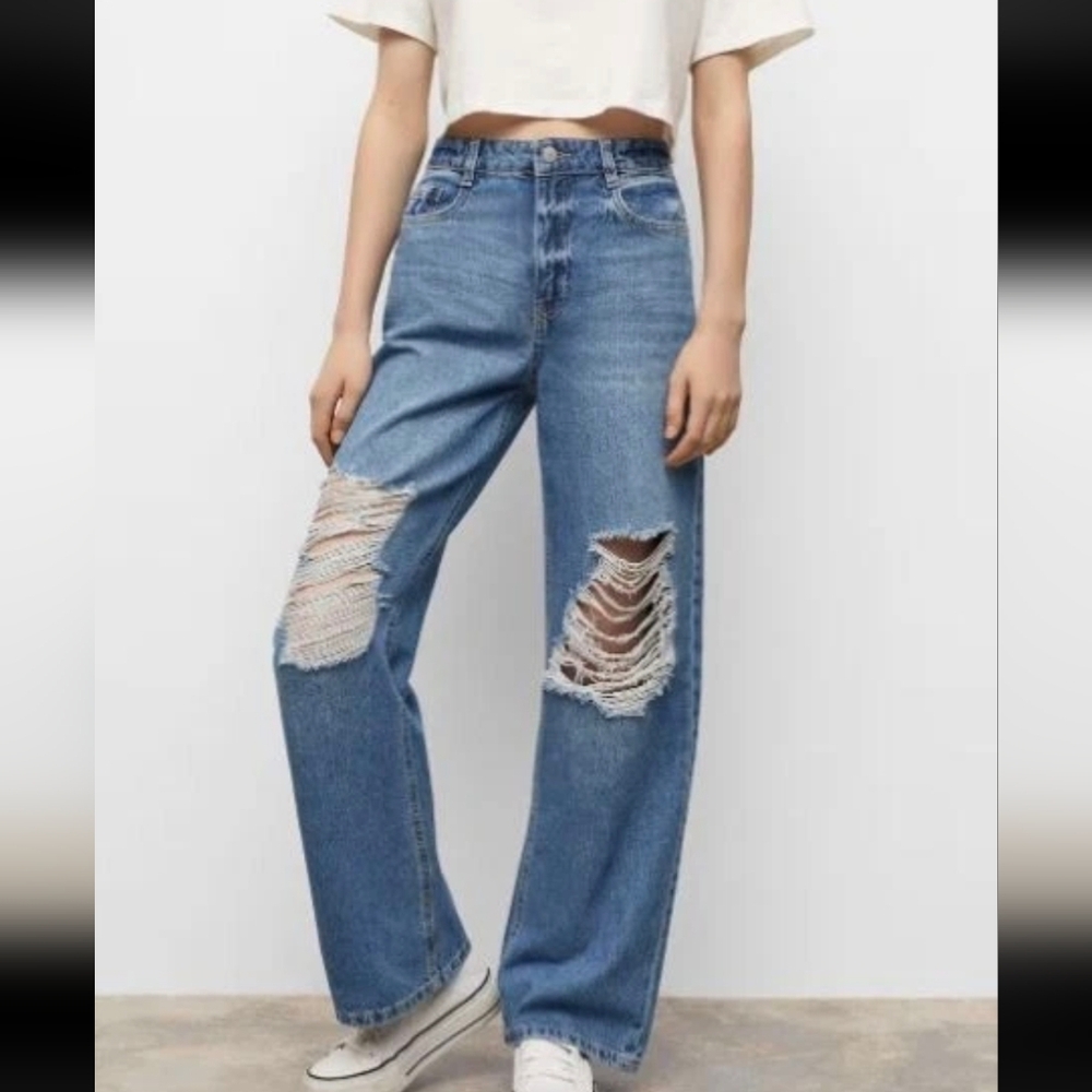 Mango Distressed Blue Kids Jeans